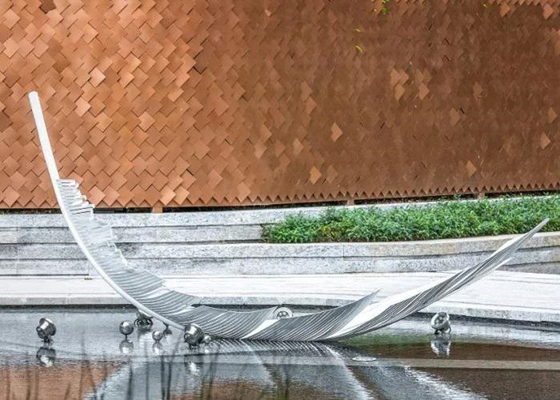 Χειροποίητο φτερών υπαίθριο λιμνών γλυπτών γλυπτό τέχνης μετάλλων ανοξείδωτου τρισδιάστατο