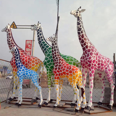 Αστικά Giraffe μετάλλων ζωικά γλυπτά διακοσμητικό FRP κήπων που προσαρμόζονται