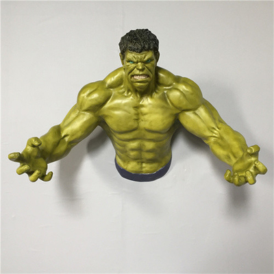 Hulk κινούμενων σχεδίων γλυπτών τοίχων φίμπεργκλας τρισδιάστατα κρεμώντας απίστευτα γλυπτά